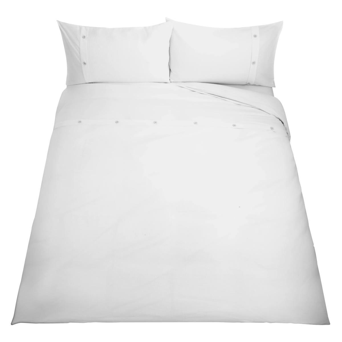 ANYDAY John Lewis & Partners Easy Care Bordered Waffle Duvet Cover Set, White – image 4