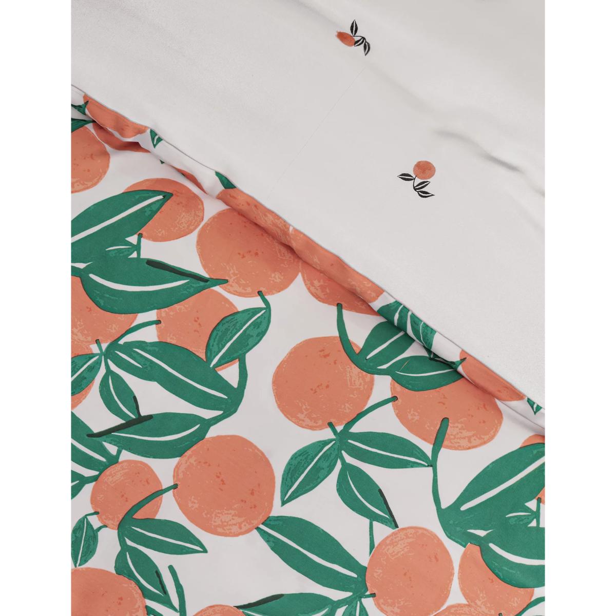 M&S Cotton Blend Repeat Oranges Bedding Set - 5FT - Green Mix, Green Mix – image 3