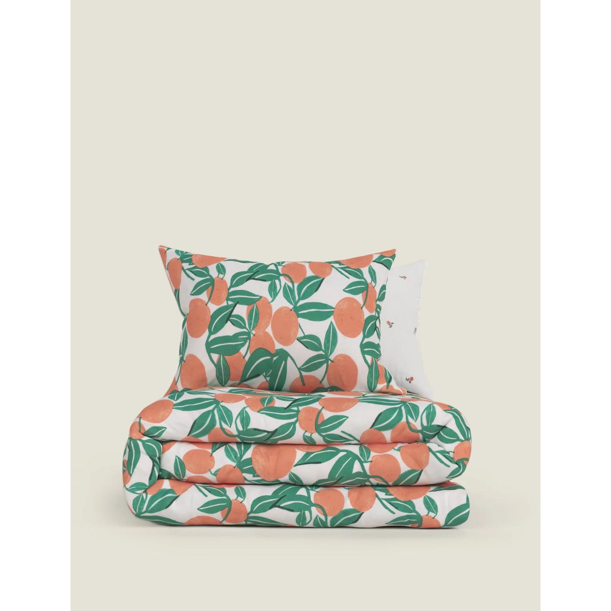 M&S Cotton Blend Repeat Oranges Bedding Set - 5FT - Green Mix, Green Mix – image 4