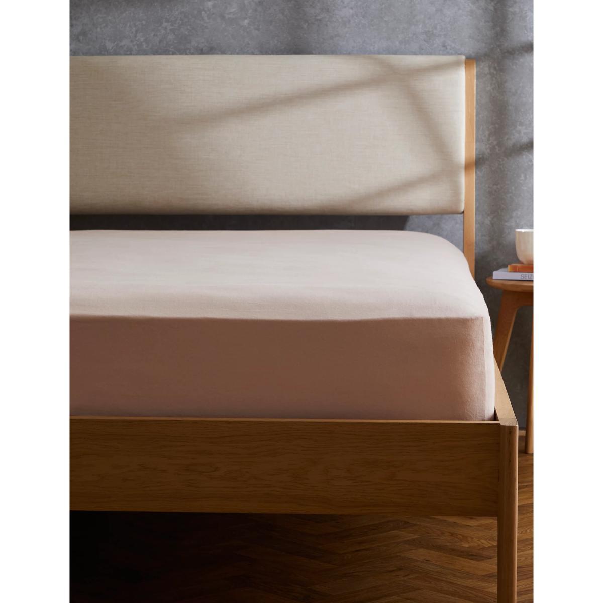 M&S Pure Cotton Brushed Fitted Sheet - 6FT - Blush, Blush,Biscuit,Grey Marl,White,Charcoal,Ginger,Sand – image 2