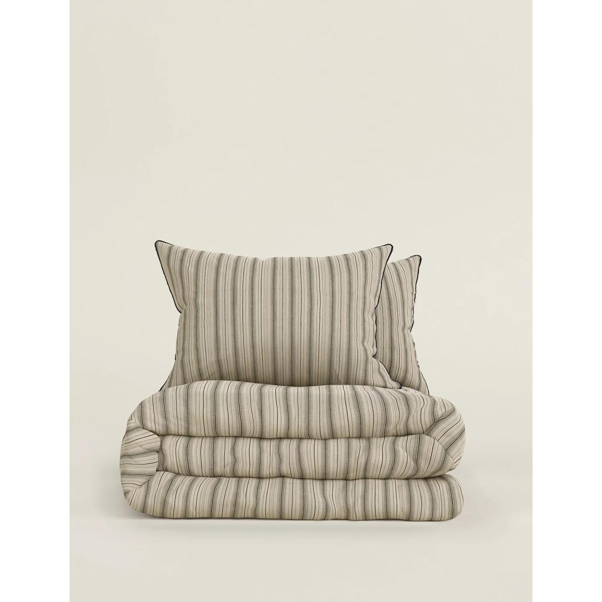 M&S Pure Cotton Striped Bedding Set - SGL - Natural Mix, Natural Mix – image 4