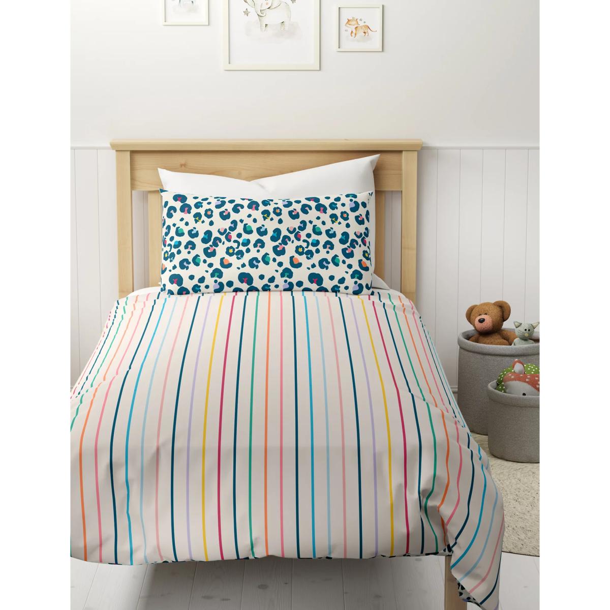 M&S Pure Cotton Animal Print Bedding Set - DBL - Blue Mix, Blue Mix – image 4
