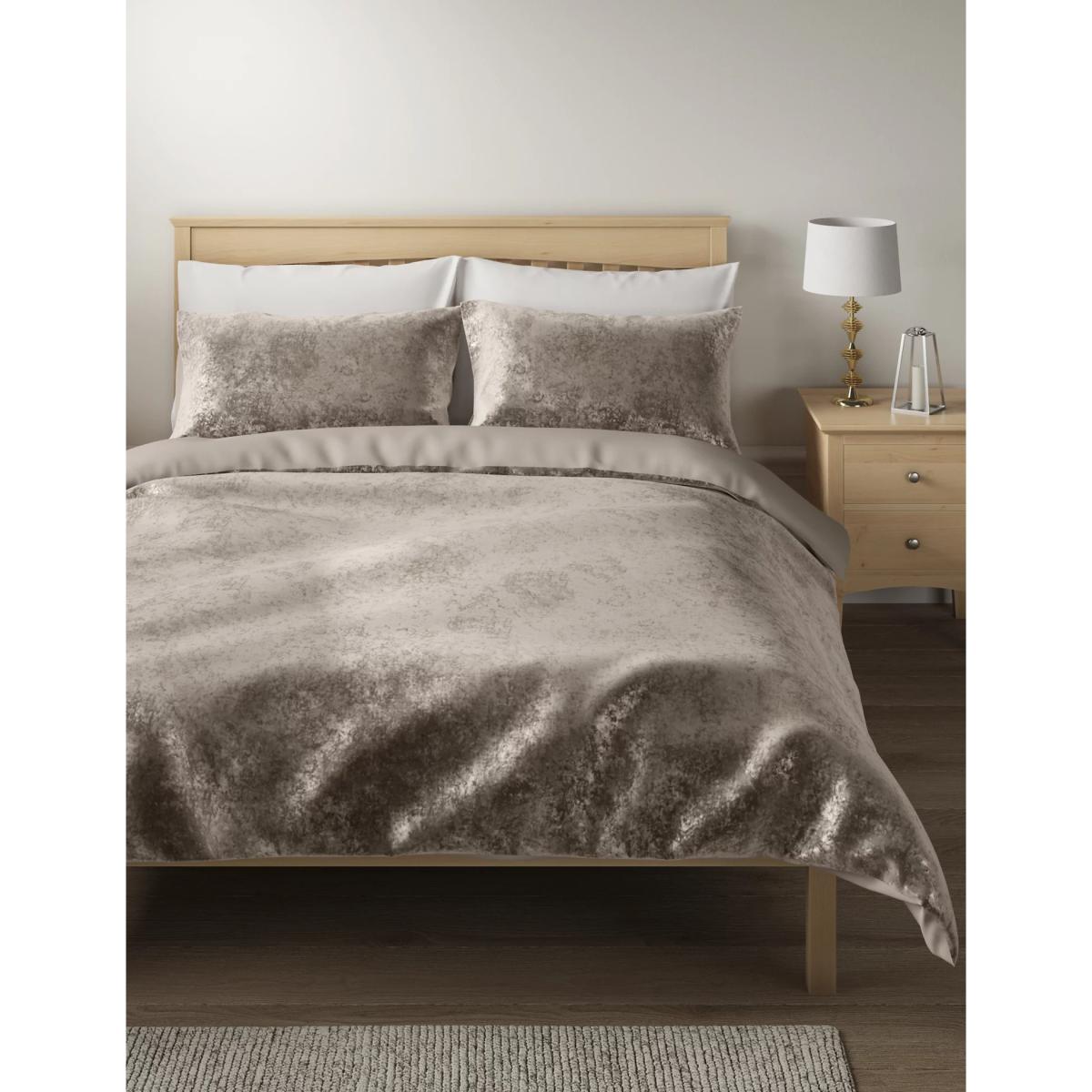 M&S Velvet Bedding Set - 5FT - Pink, Pink,Charcoal,Mink – image 2