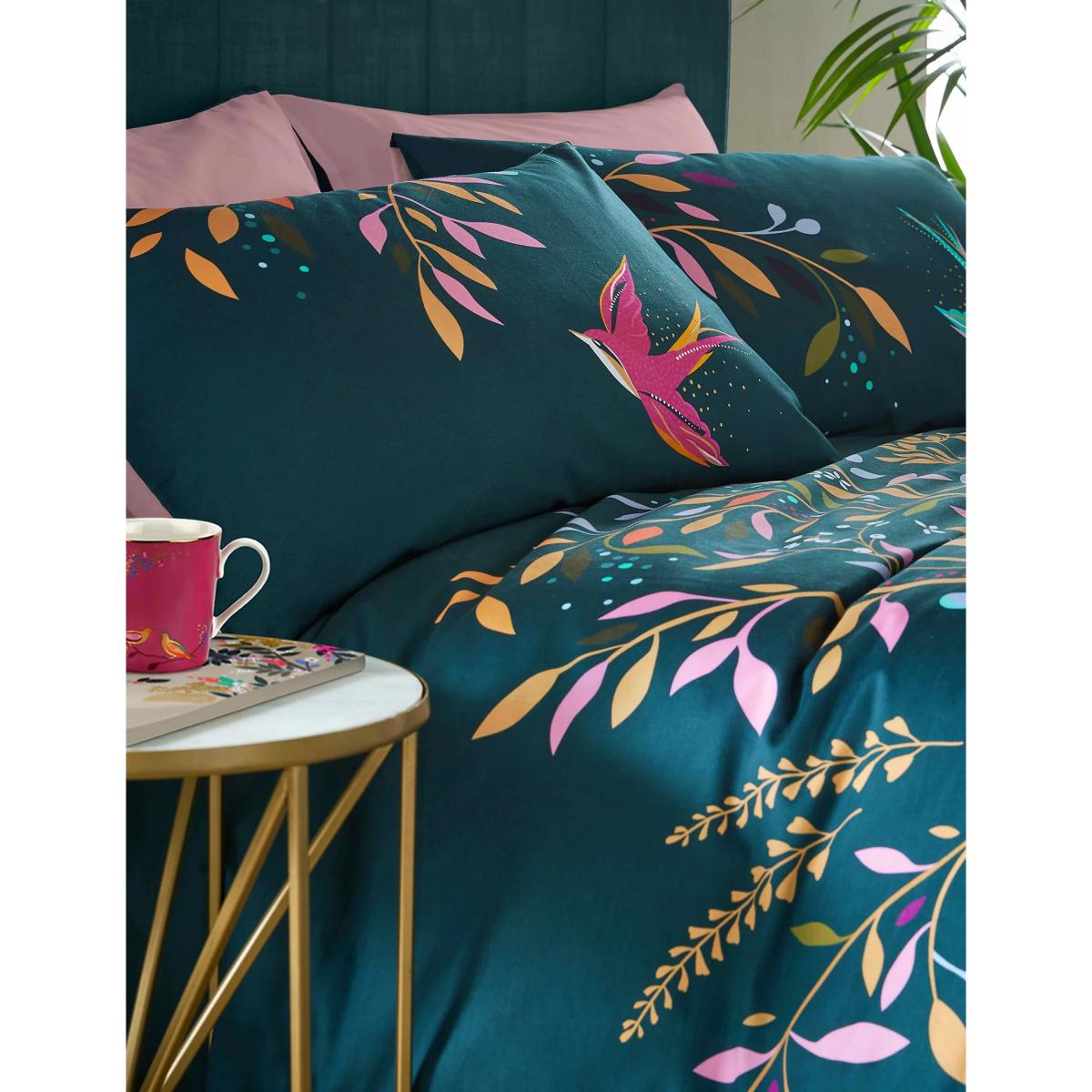 M&S Sara Miller Dancing Swallows Bedding Set - 6FT - Dark Green, Dark Green – image 2
