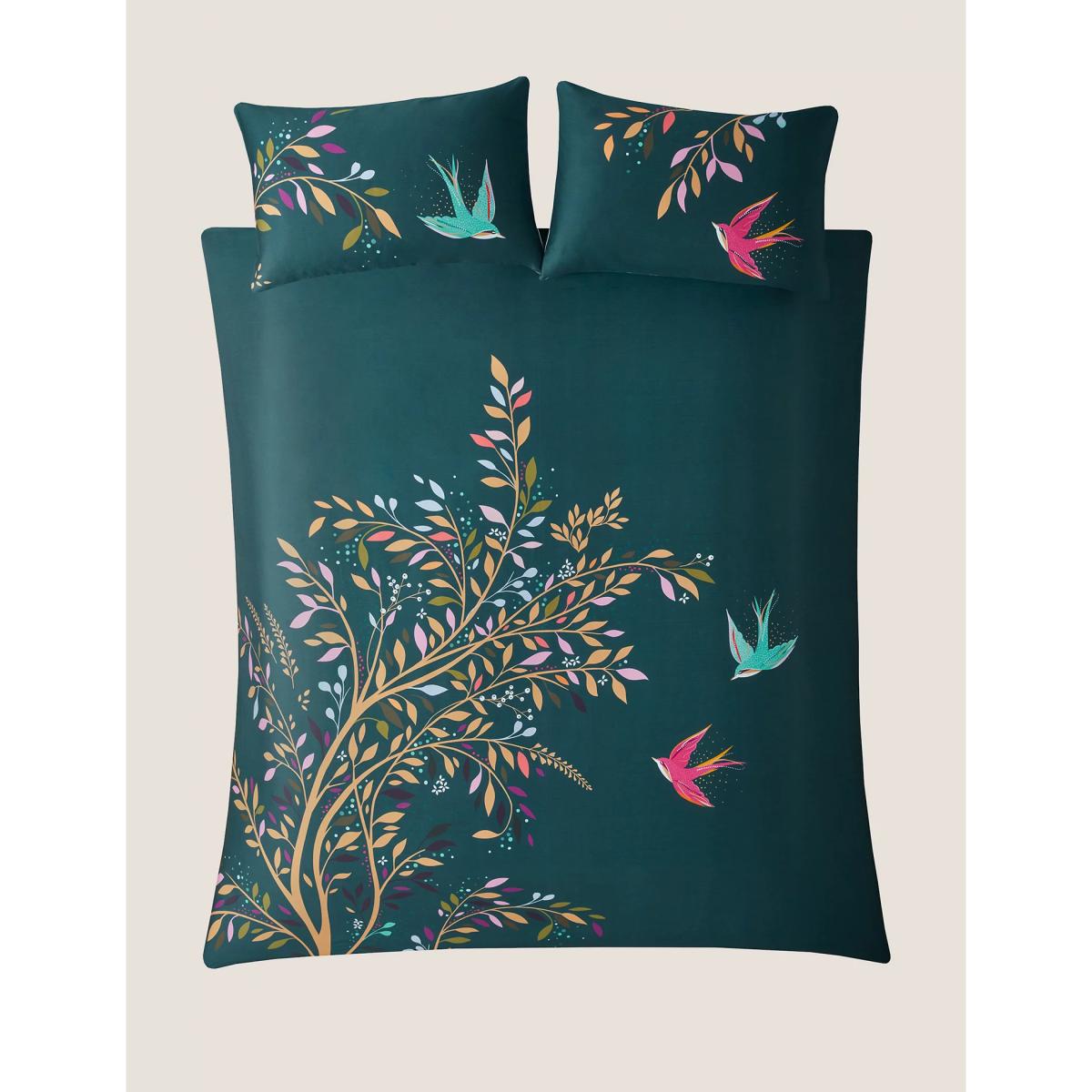 M&S Sara Miller Dancing Swallows Bedding Set - 6FT - Dark Green, Dark Green – image 3