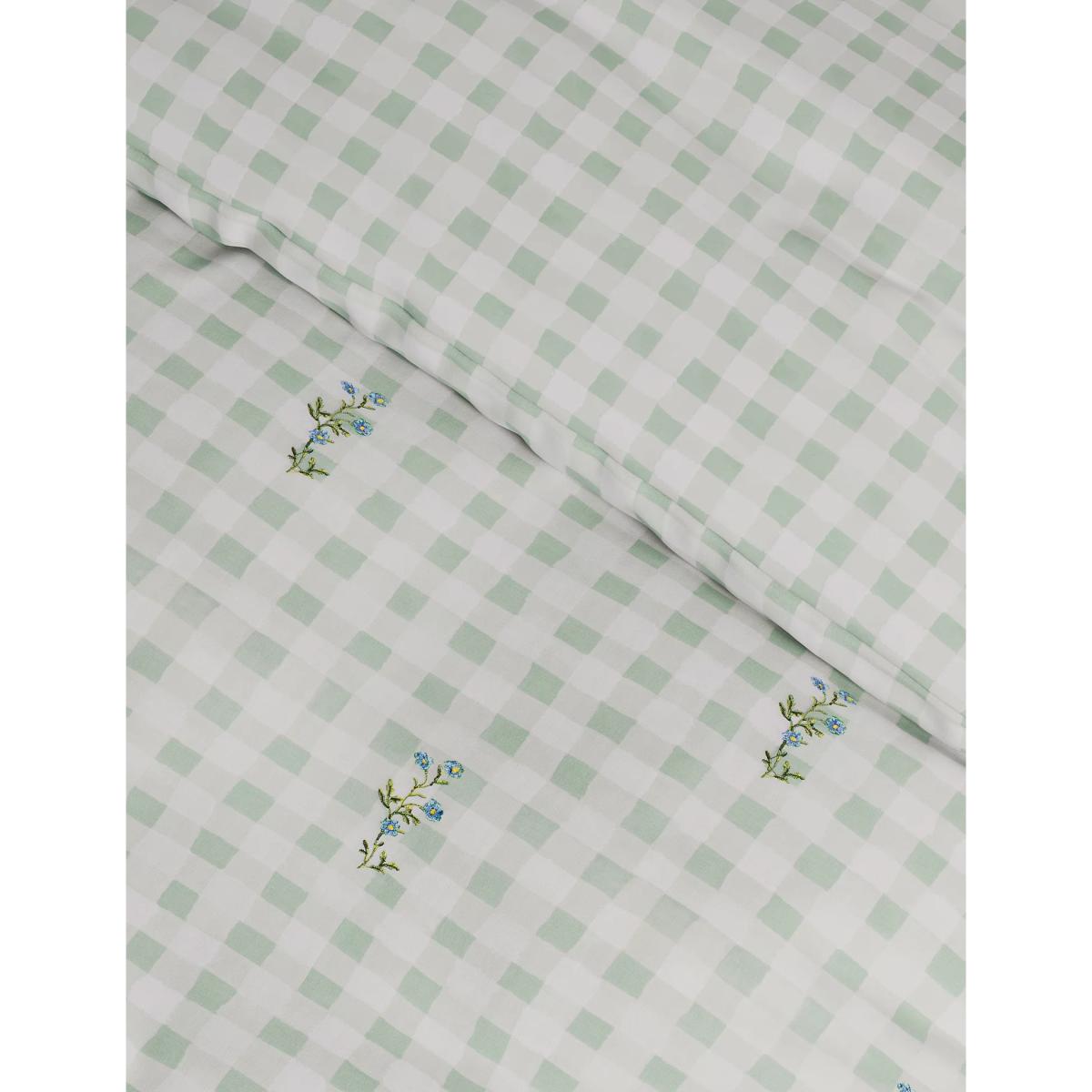 M&S Cotton Rich Gingham Floral Bedding Set - 5FT - Green Mix, Green Mix – image 4