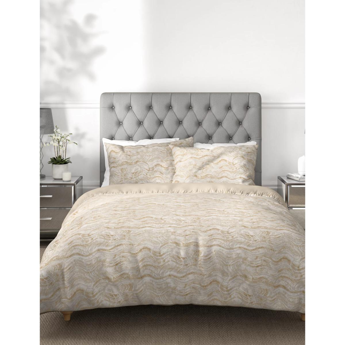 M&S Marble Metallic Jacquard Bedding Set - 5FT - Champagne, Champagne – image 4