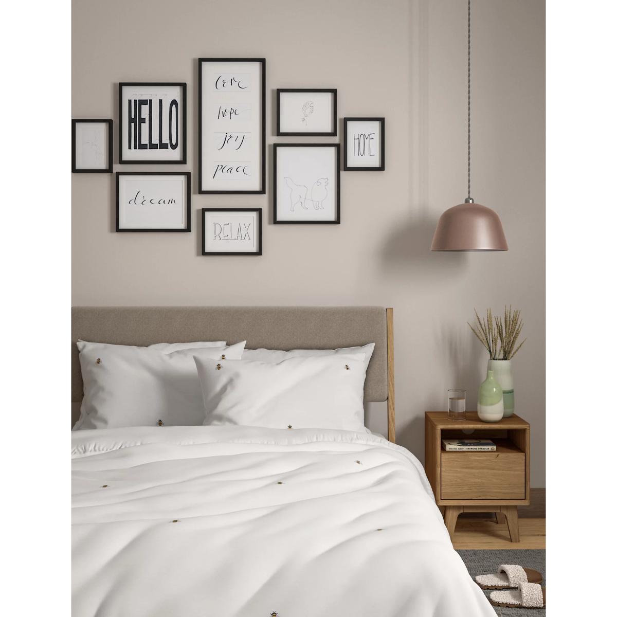 M&S Pure Cotton Bee Embroidered Bedding Set - 5FT - White Mix, White Mix – image 4