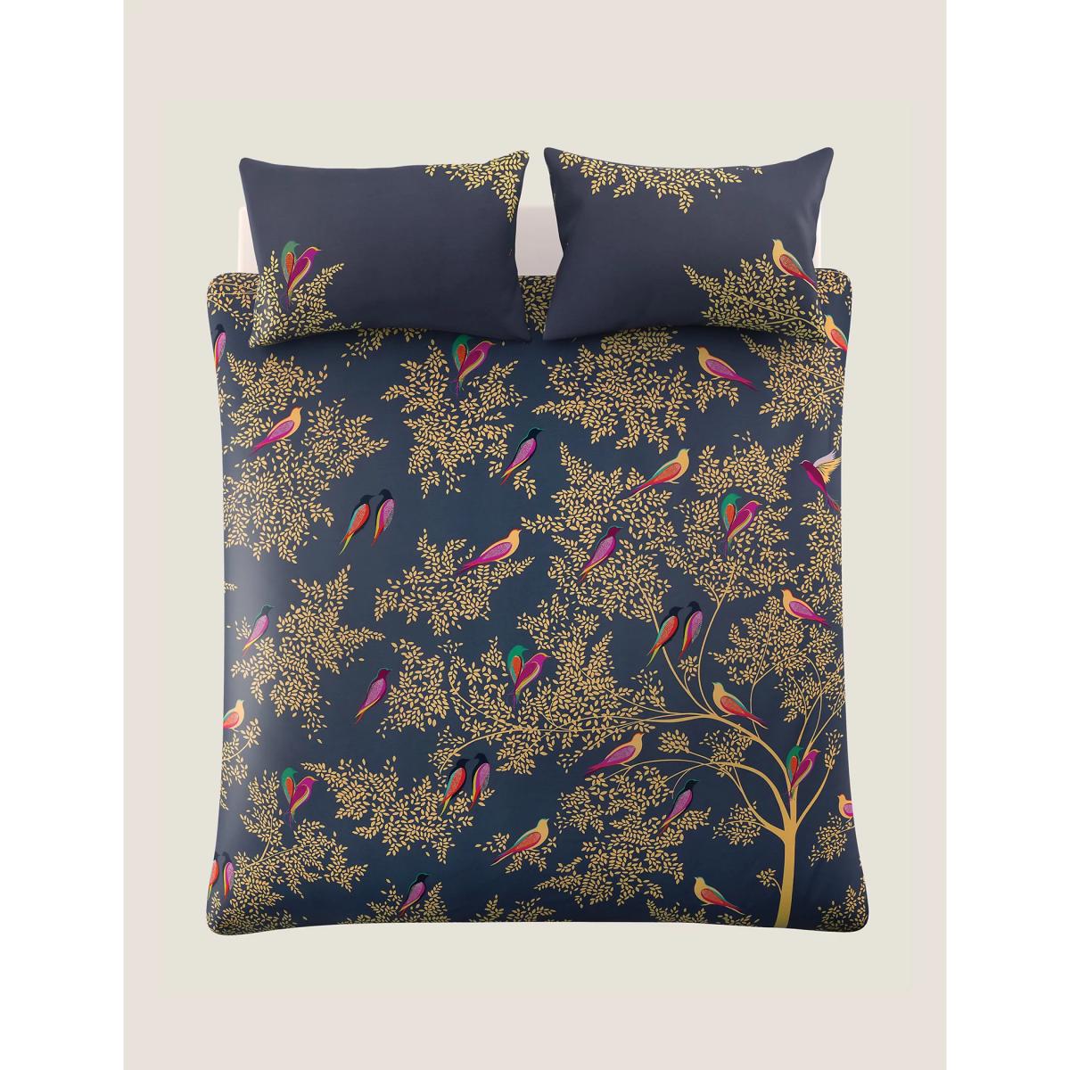 M&S Sara Miller Pure Cotton Smokey Birds Bedding Set - 6FT - Navy Mix, Navy Mix – image 3