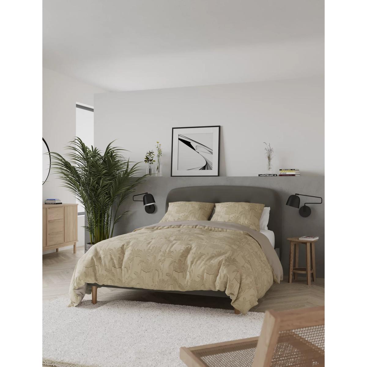 M&S  Cotton Rich Palm Jacquard Bedding Set - 6FT - Stone, Stone – image 2