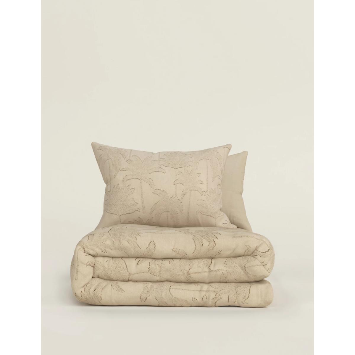 M&S  Cotton Rich Palm Jacquard Bedding Set - 6FT - Stone, Stone – image 4