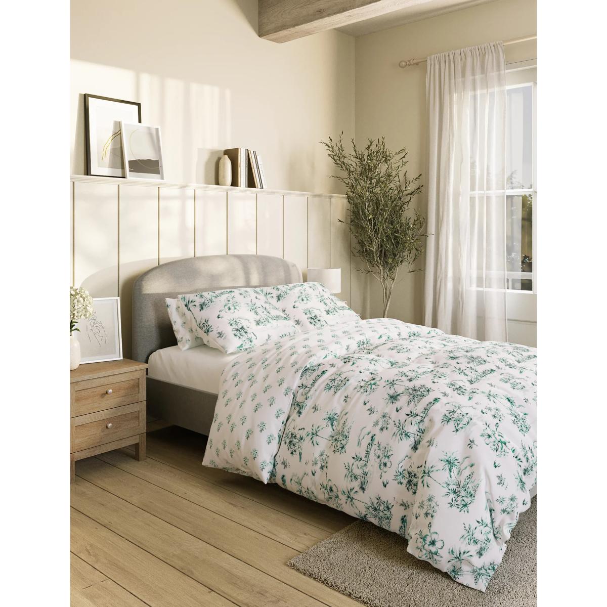 M&S  Cotton Blend Tropical Bedding Set - DBL - Green Mix, Green Mix – image 2