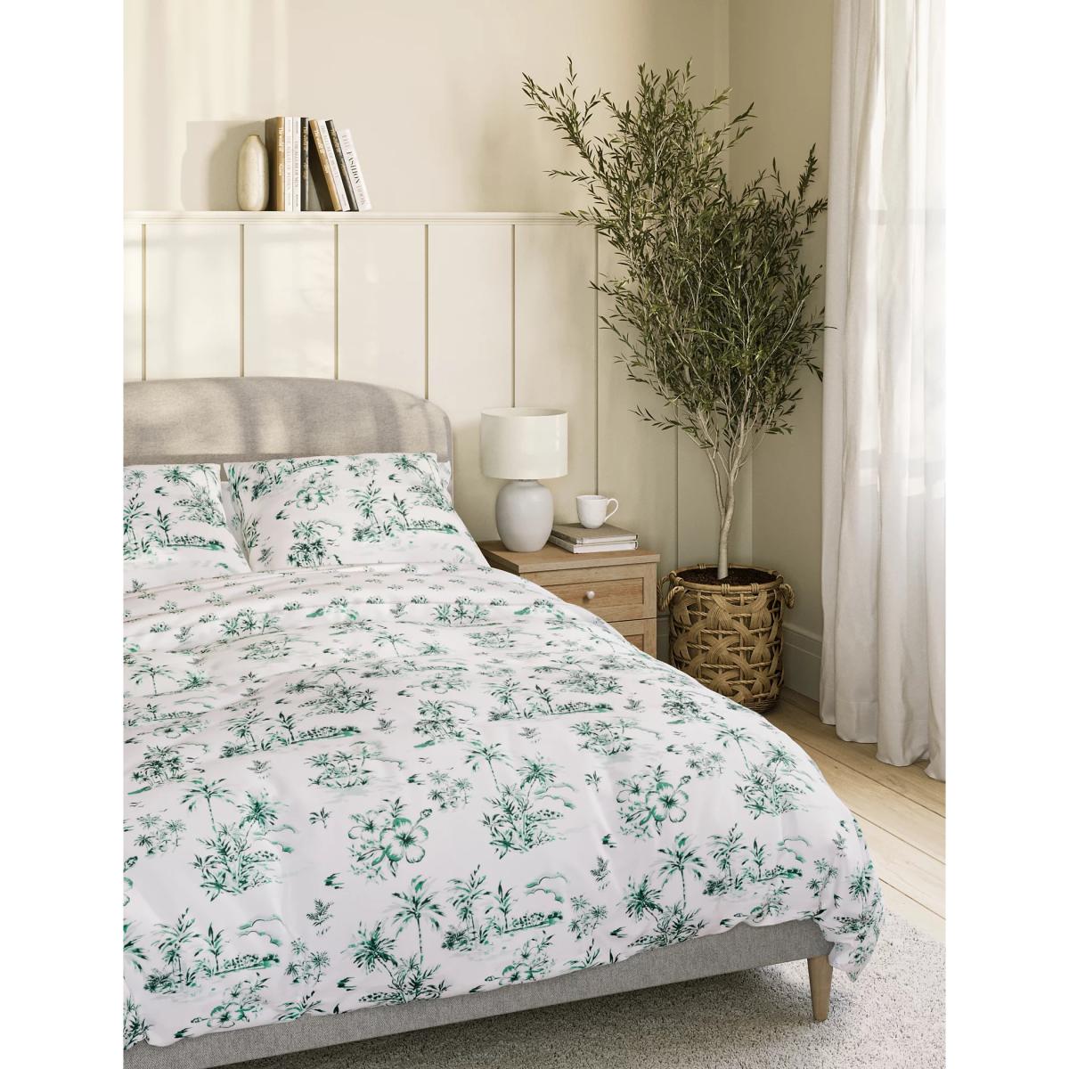 M&S  Cotton Blend Tropical Bedding Set - DBL - Green Mix, Green Mix – image 3