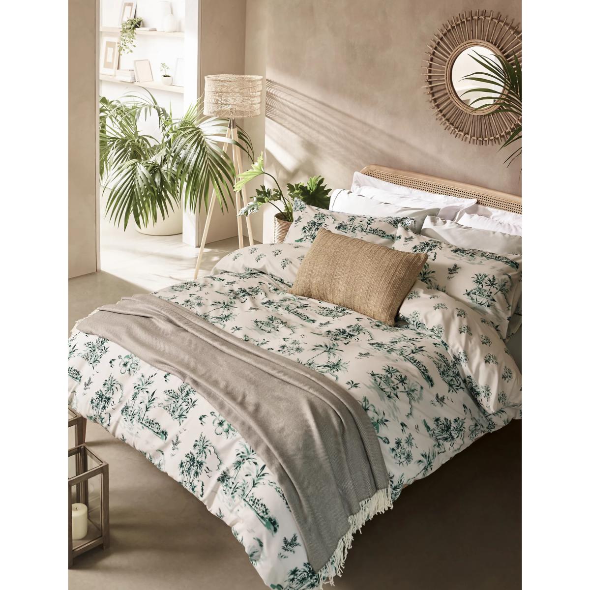 M&S  Cotton Blend Tropical Bedding Set - DBL - Green Mix, Green Mix – image 5