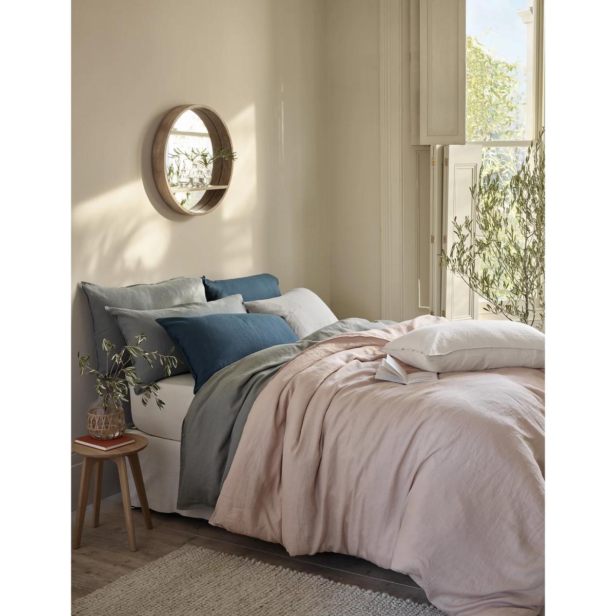 M&S Pure Linen Bedding Set - 5FT - White, White,Denim,Natural,Medium Grey,Sage,Pink – image 6