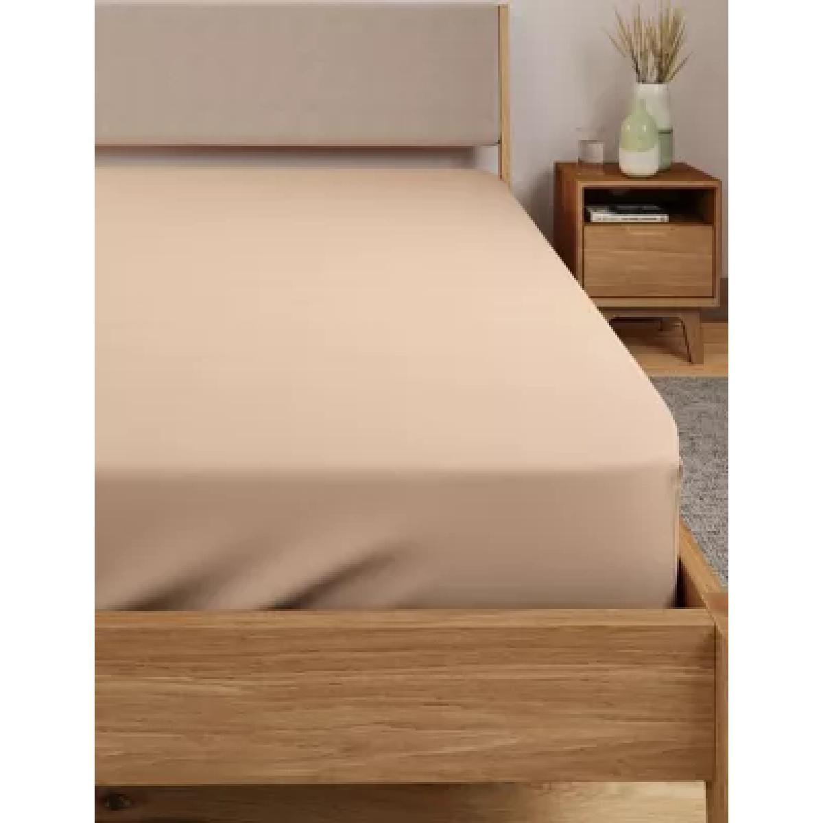M&S Body Sensor™ Pure Cotton Deep Fitted Sheet - DBL - Medium Beige, Cream,Medium Blue,Light Pink,White,Charcoal,Light Natural,Medium Beige,Grey – image 1