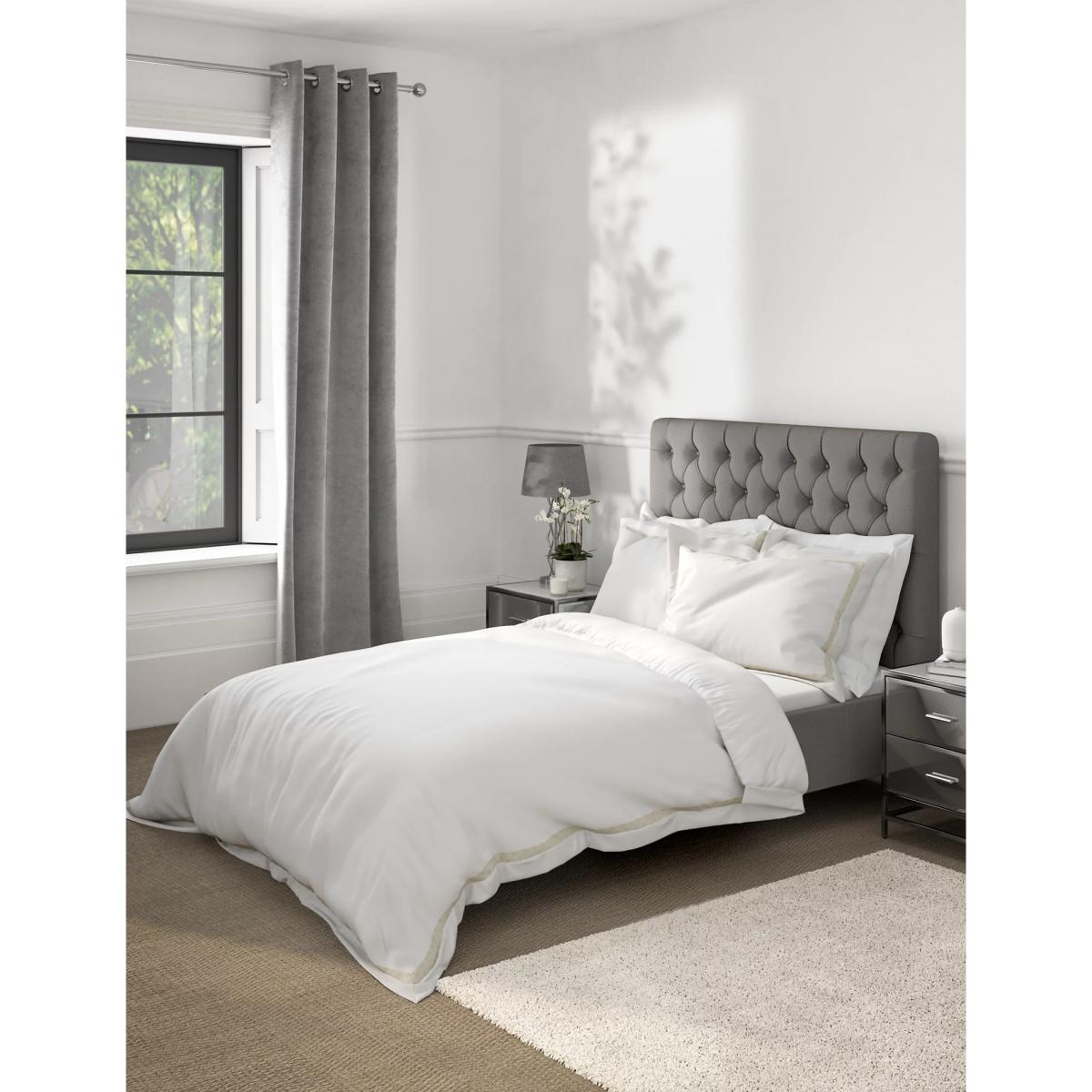 M&S Pure Cotton Embroidered Bedding Set - 6FT - White, White – image 4