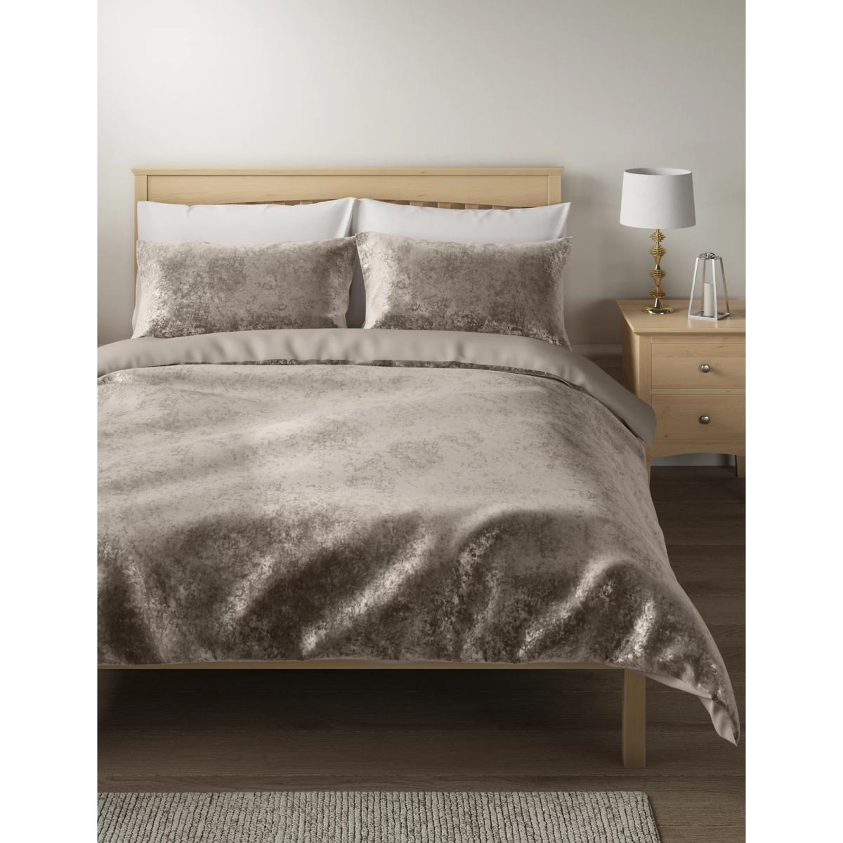M&S Velvet Bedding Set - 6FT - Pink, Pink,Charcoal,Mink – image 2