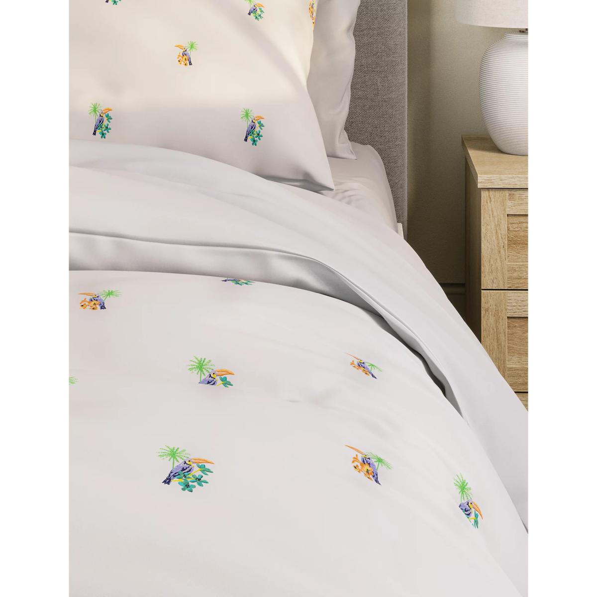 M&S  Pure Cotton Toucan Embroidered Bedding Set - 6FT - Multi, Multi – image 3