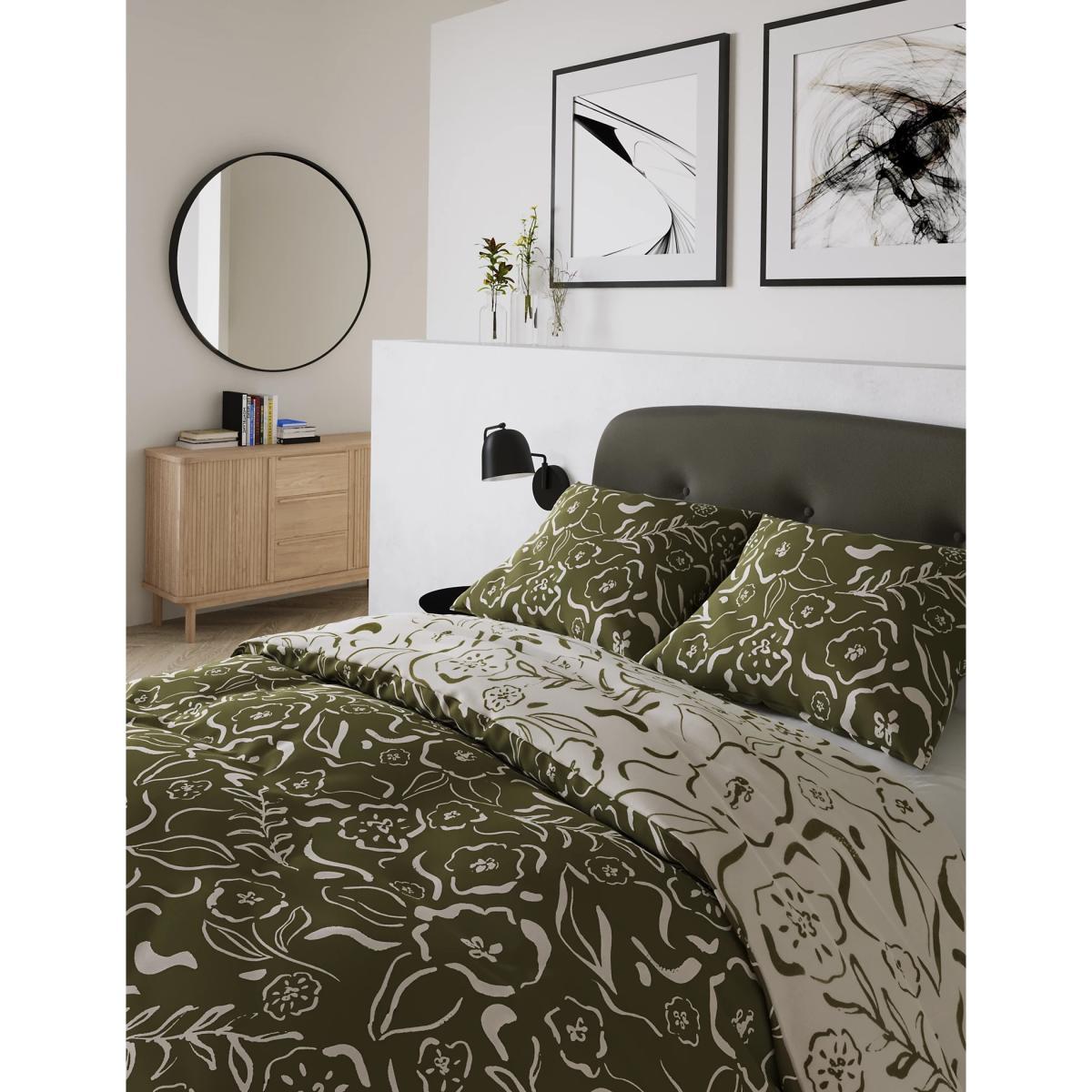M&S Cotton Blend Floral Bedding Set - SGL - Khaki Mix, Khaki Mix – image 3
