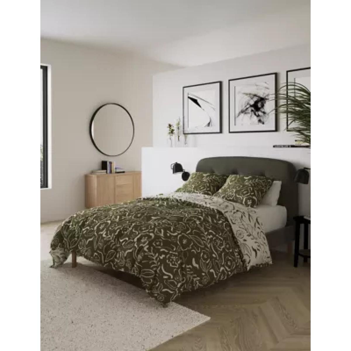 M&S Cotton Blend Floral Bedding Set - SGL - Khaki Mix, Khaki Mix – image 1