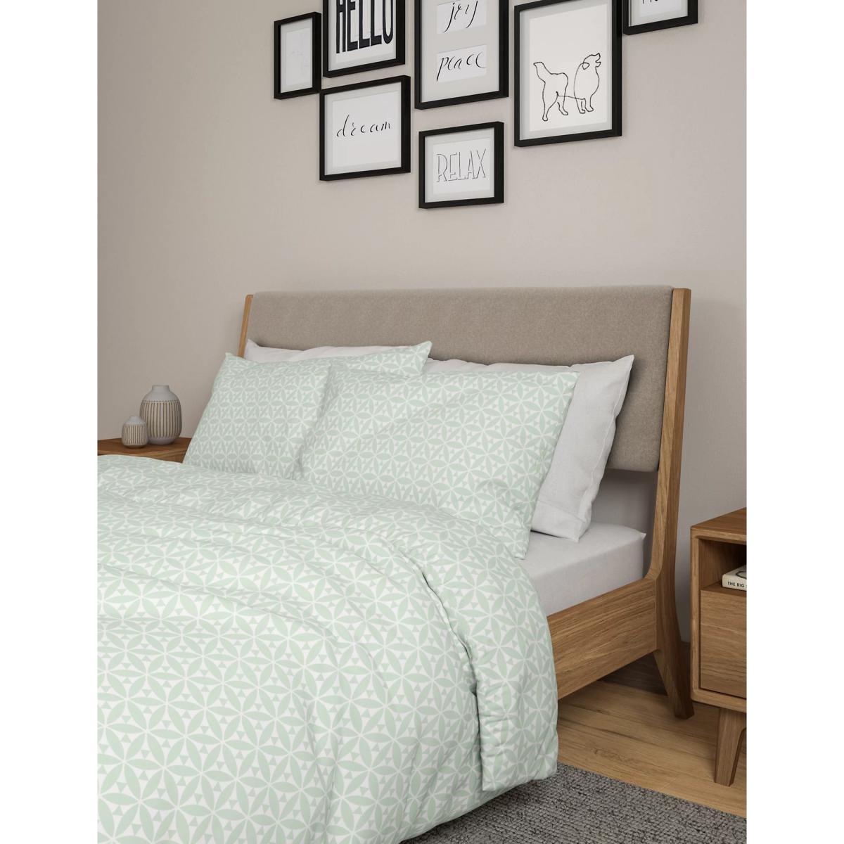 M&S Cotton Blend Geometric Bedding Set - SGL - Grey, Duck Egg,Grey – image 2