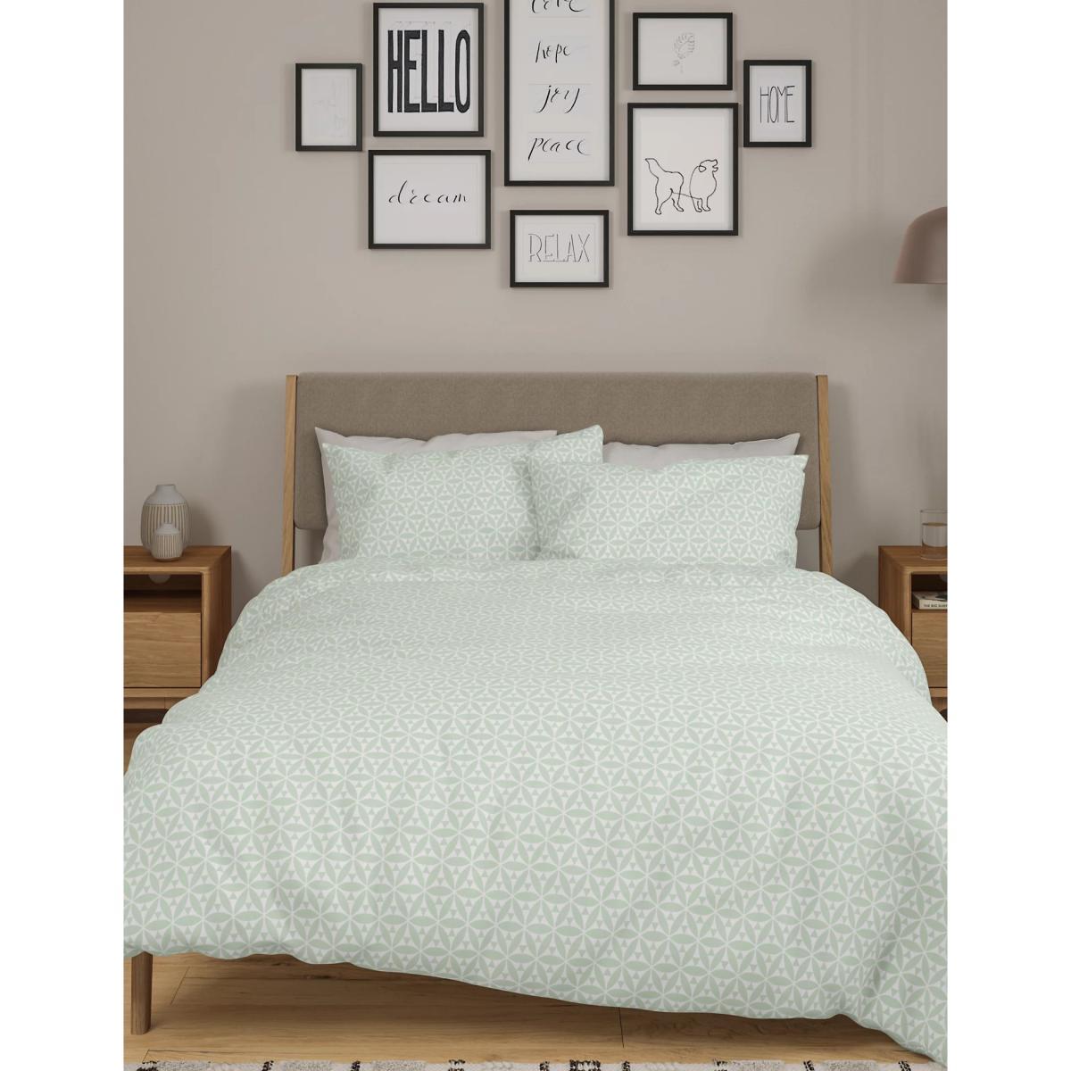 M&S Cotton Blend Geometric Bedding Set - SGL - Grey, Duck Egg,Grey – image 4