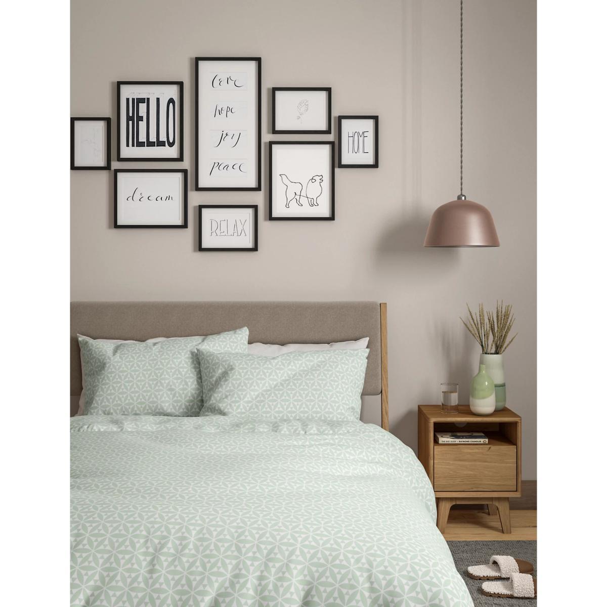 M&S Cotton Blend Geometric Bedding Set - SGL - Grey, Duck Egg,Grey – image 5