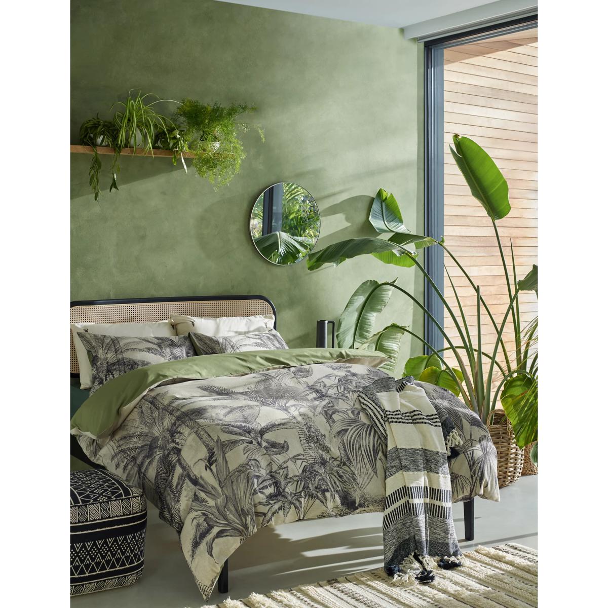 M&S Pure Cotton Palm Jacquard Bedding Set - 6FT - Khaki Mix, Khaki Mix – image 2