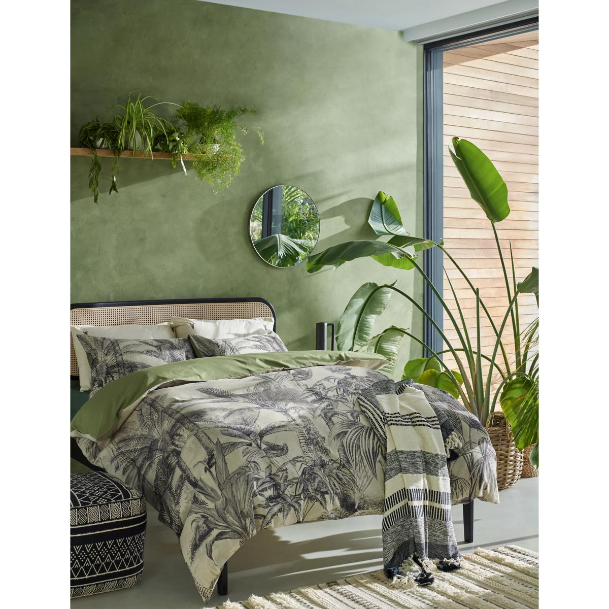 M&S Pure Cotton Palm Jacquard Bedding Set - 6FT - Khaki Mix, Khaki Mix – image 6