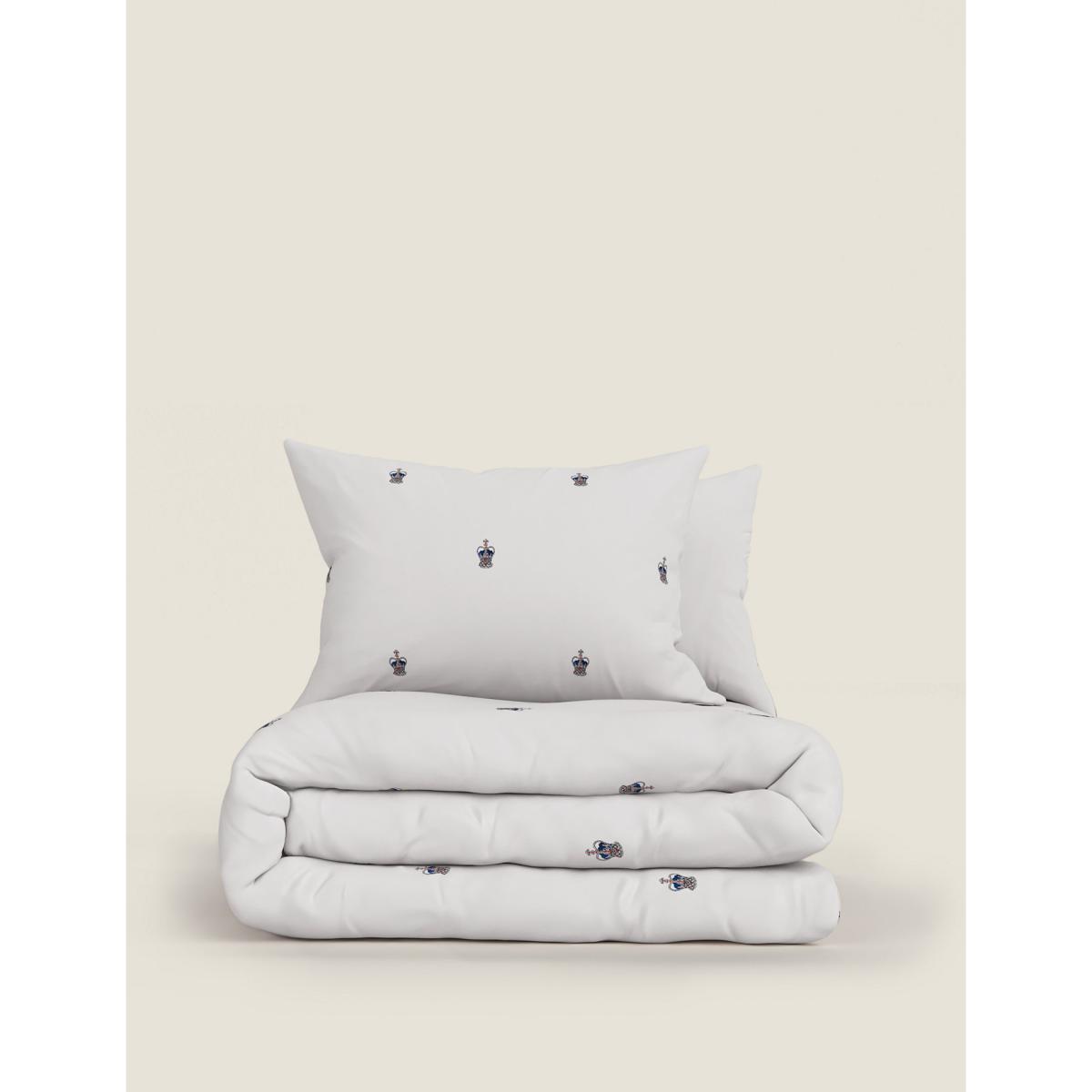M&S Pure Cotton Crown Embroidered Bedding Set - SGL - Navy Mix, Navy Mix – image 3