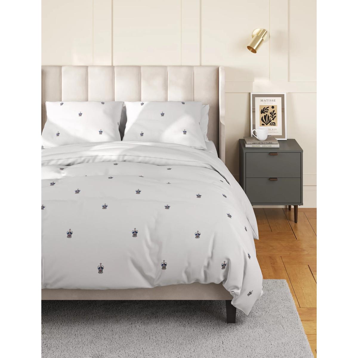 M&S Pure Cotton Crown Embroidered Bedding Set - SGL - Navy Mix, Navy Mix – image 4