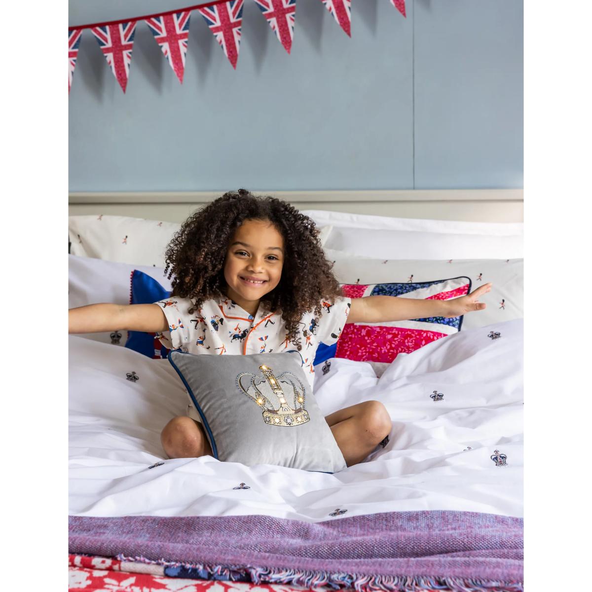 M&S Pure Cotton Crown Embroidered Bedding Set - SGL - Navy Mix, Navy Mix – image 1