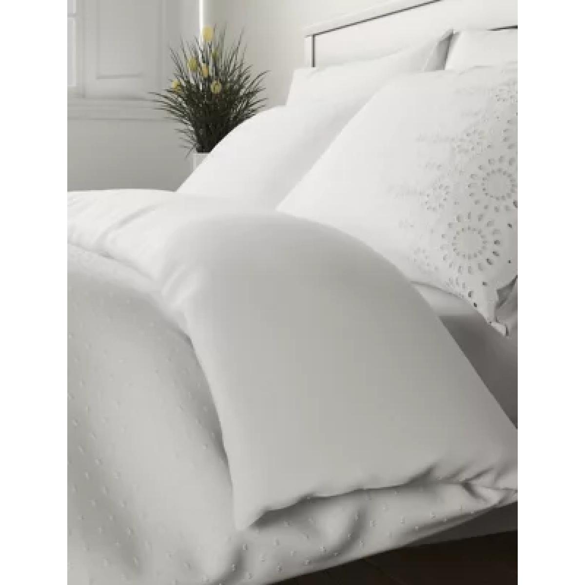 M&S Pure Cotton Broderie Anglaise Bedding Set - 5FT - White, White – image 1