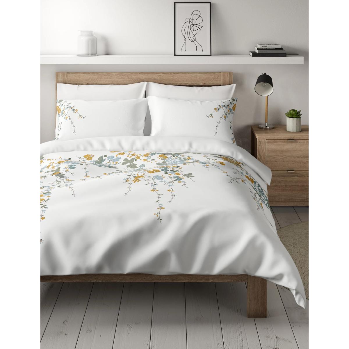 M&S Pure Cotton Blossom Embroidered Bedding Set - 6FT - White Mix, White Mix – image 2