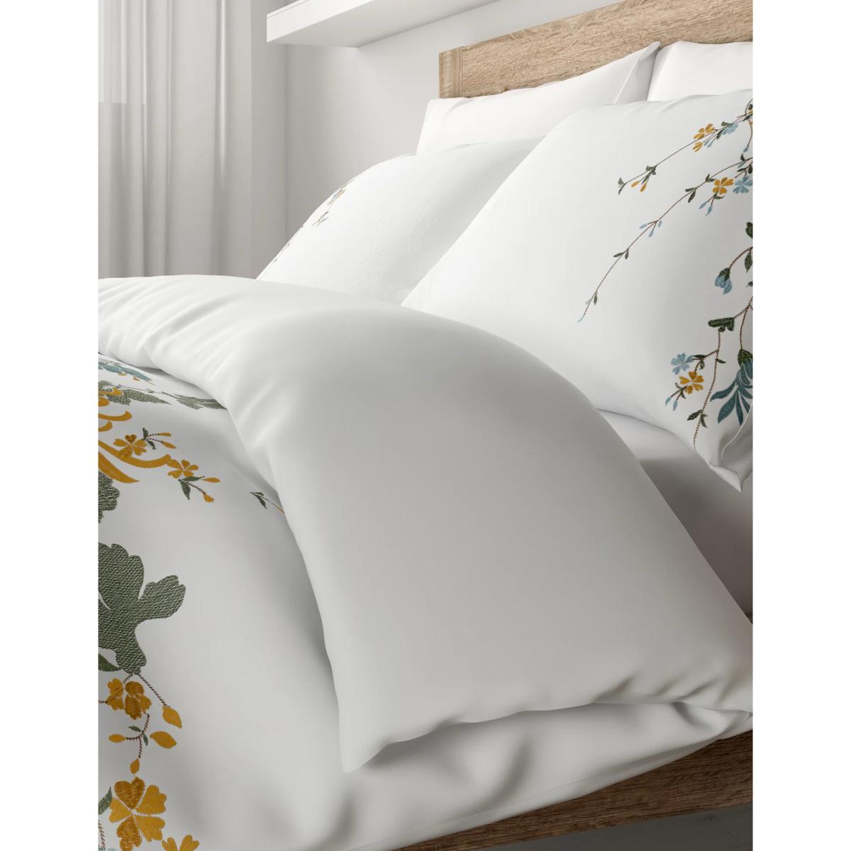 M&S Pure Cotton Blossom Embroidered Bedding Set - 6FT - White Mix, White Mix – image 3