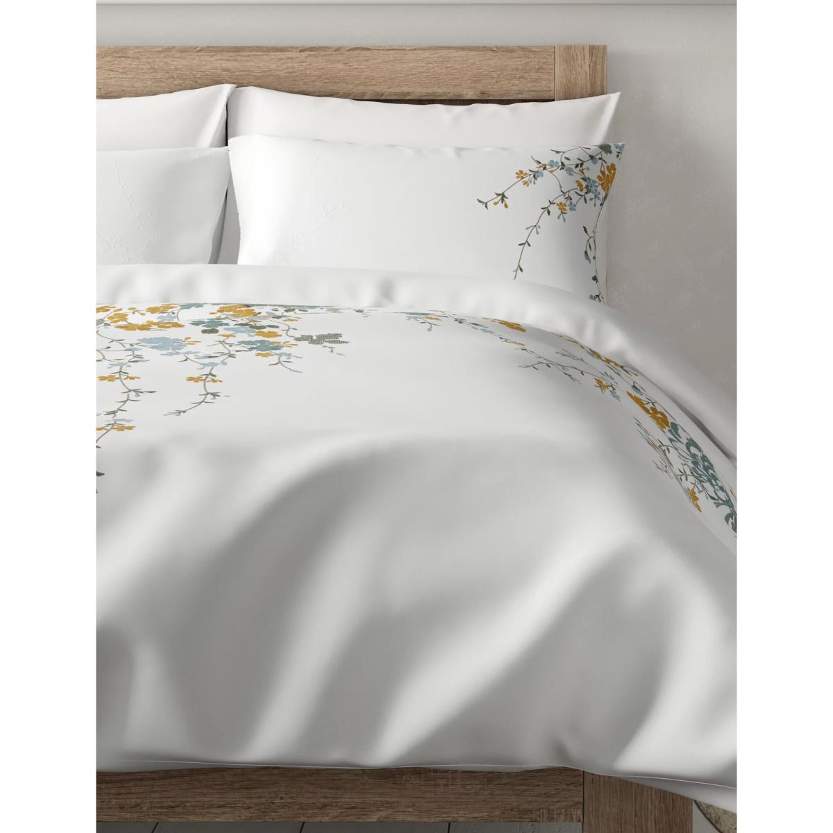 M&S Pure Cotton Blossom Embroidered Bedding Set - 6FT - White Mix, White Mix – image 4