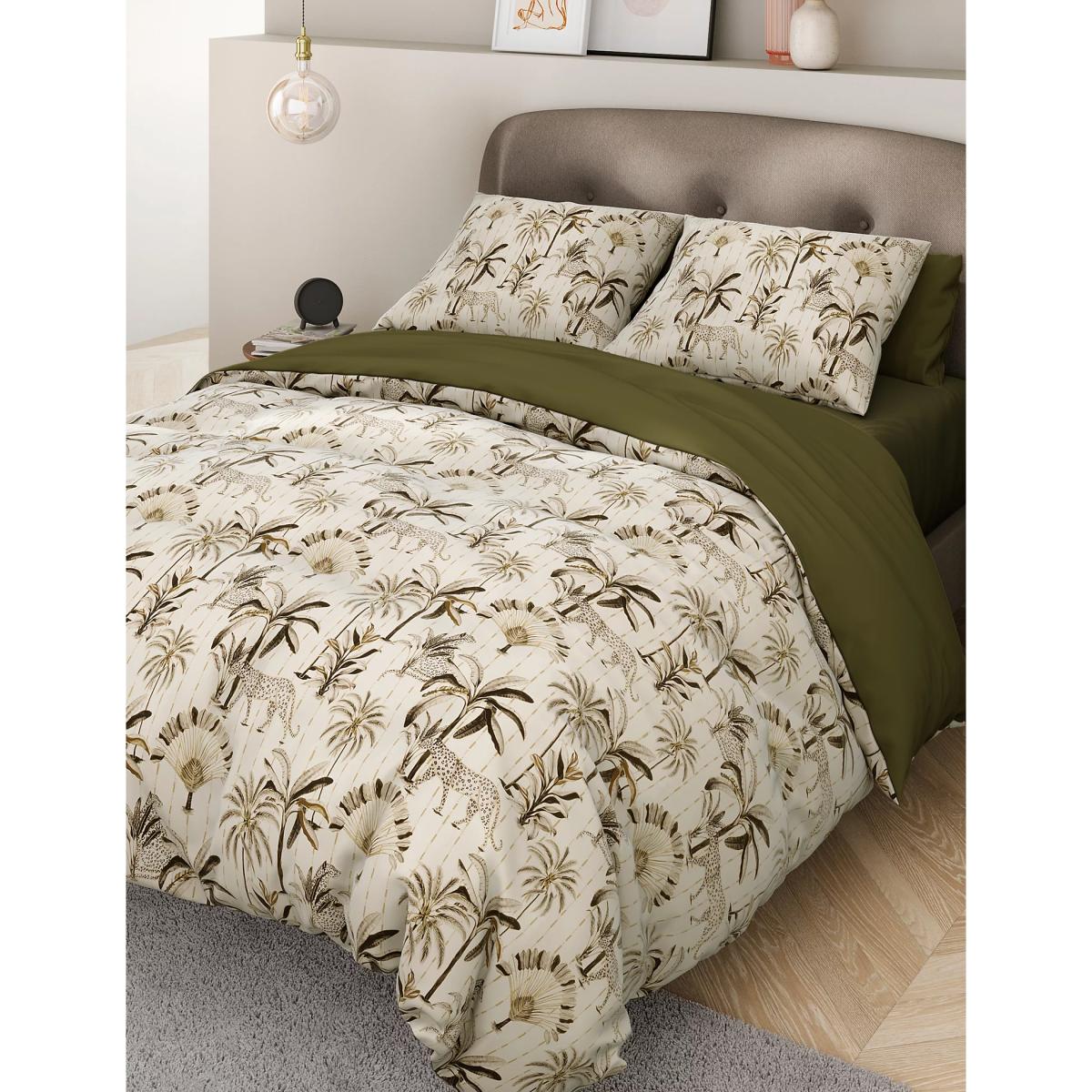 M&S Pure Cotton Leopard Palm Bedding Set - 6FT - Olive Mix, Olive Mix – image 5