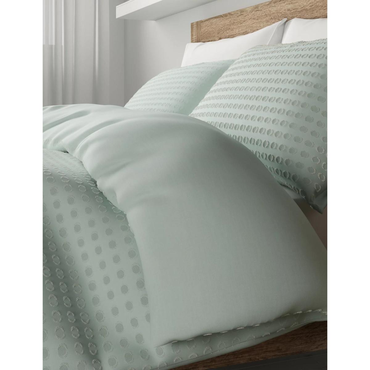 M&S Pure Cotton Spotty Textured Bedding Set - 6FT - White, Lilac,White,Duck Egg – image 4