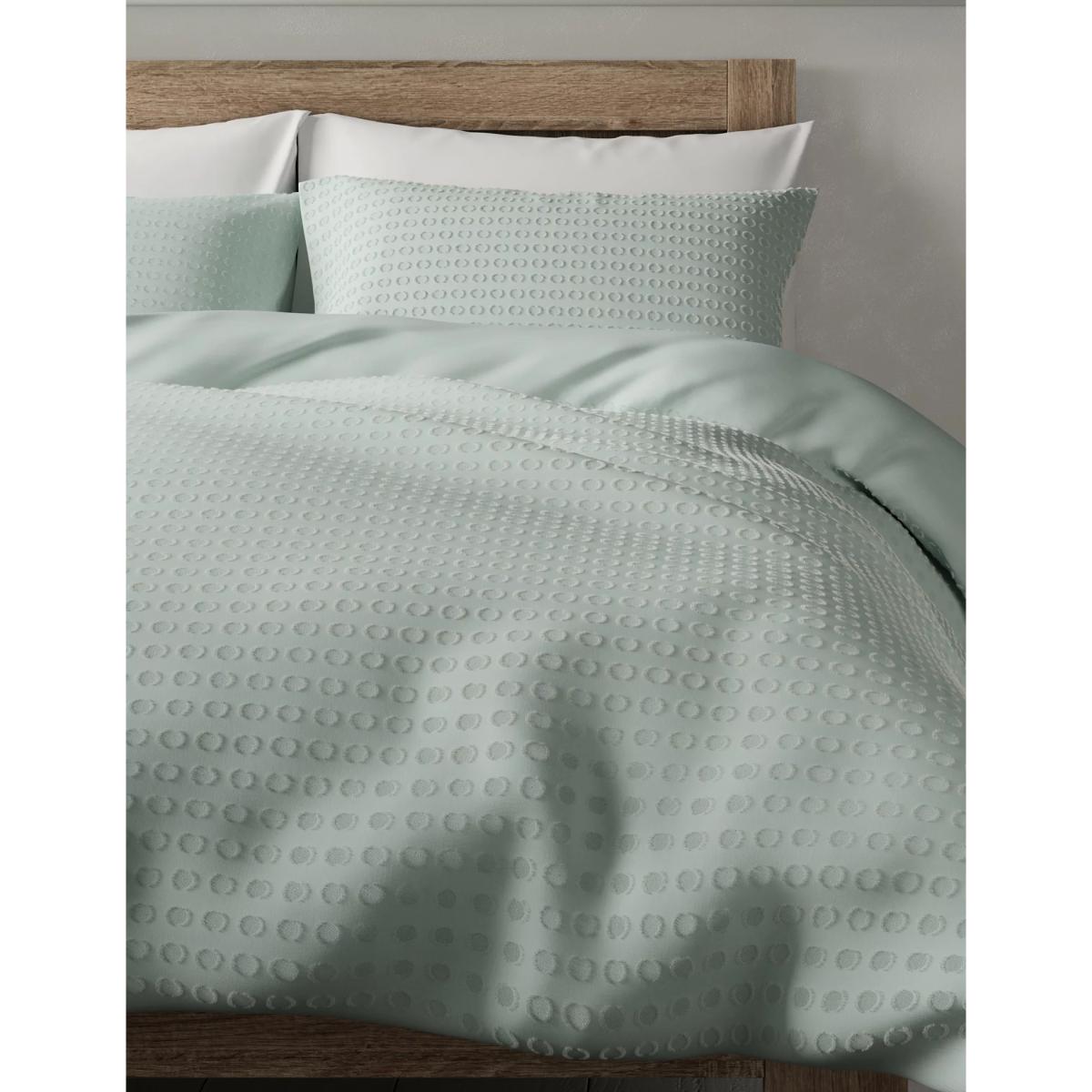 M&S Pure Cotton Spotty Textured Bedding Set - 6FT - White, Lilac,White,Duck Egg – image 5
