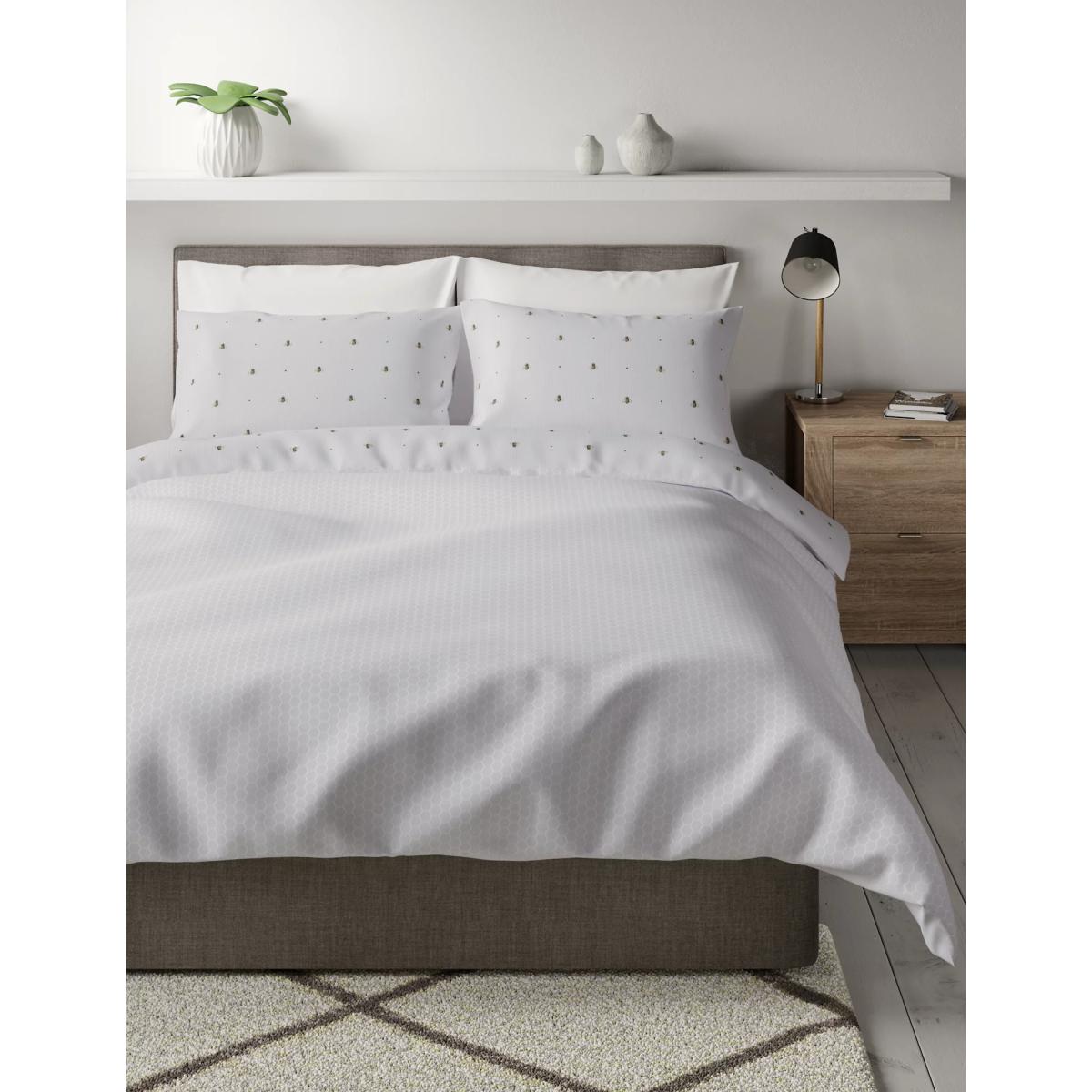M&S Cotton Rich Bee Bedding Set - SGL - Grey, Blue Mix,Grey – image 5