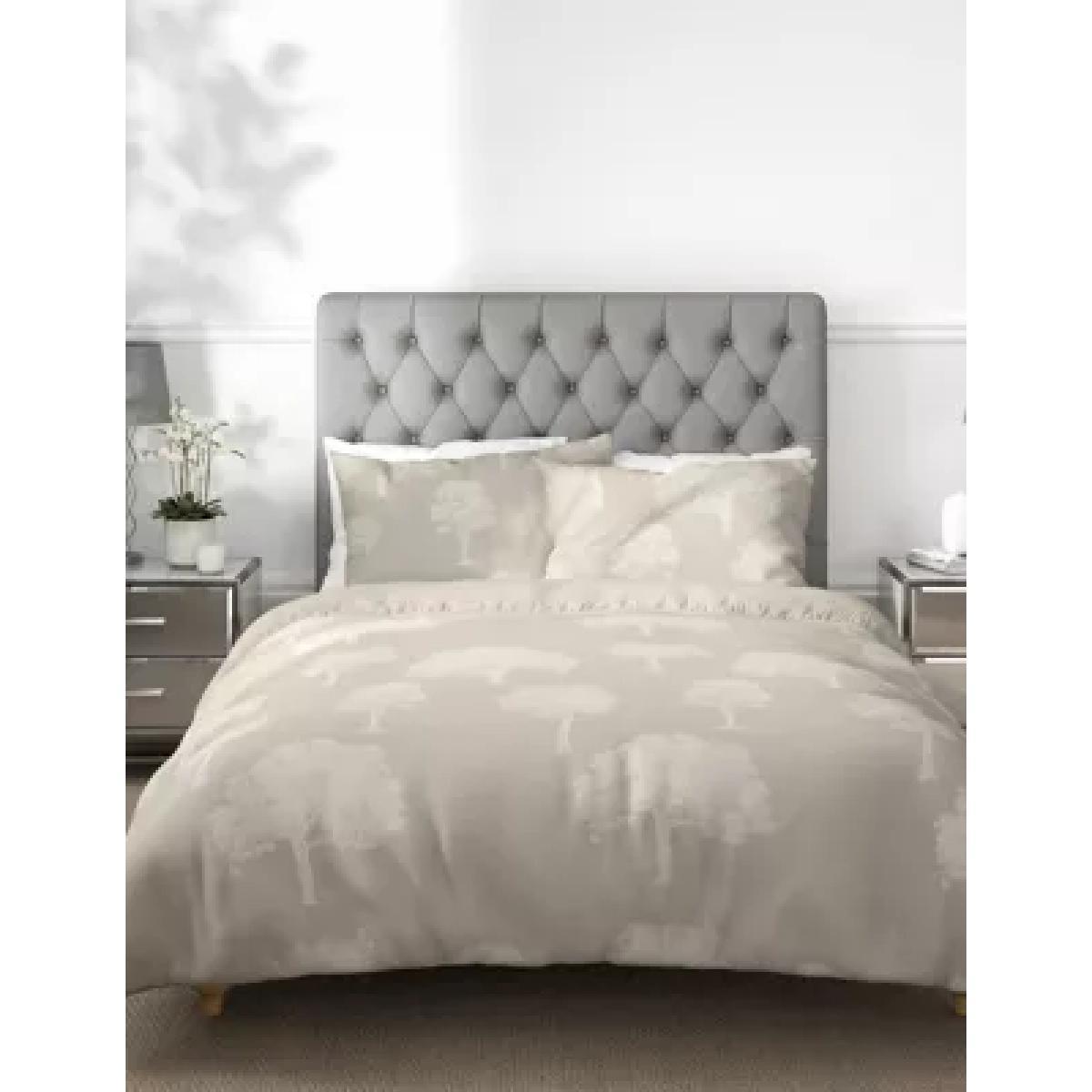 M&S Cotton Rich Tree Jacquard Bedding Set - 6FT - Neutral, Neutral – image 1