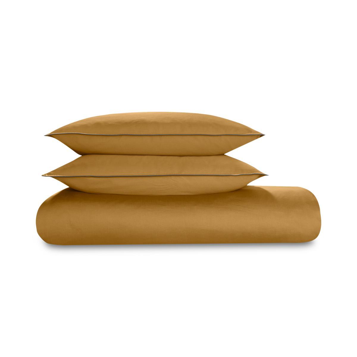 Hylia Washed Cotton Satin Duvet Cover + 2 Pillowcases, Double, Dark Ochre – image 2