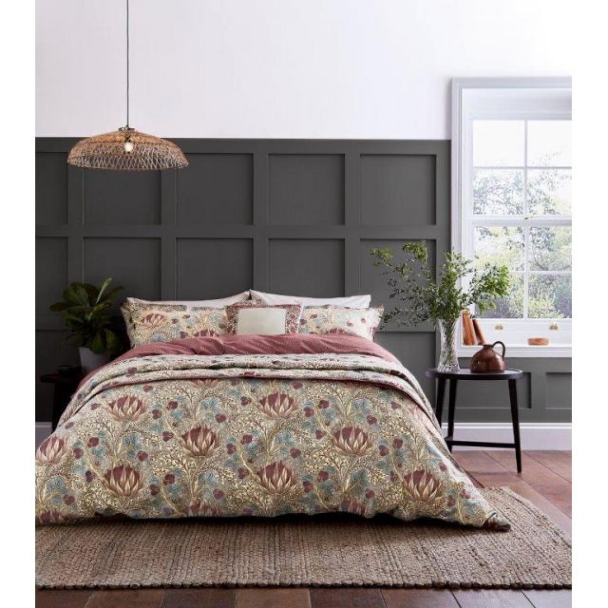 Morris & Co Artichoke Dove Grey & Wine Duvet Set – image 1