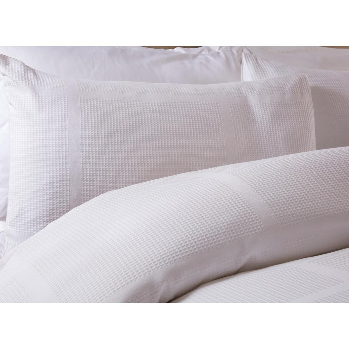 Luxury Waffle Check White Duvet Cover and Pillowcase Set - Super King – image 3