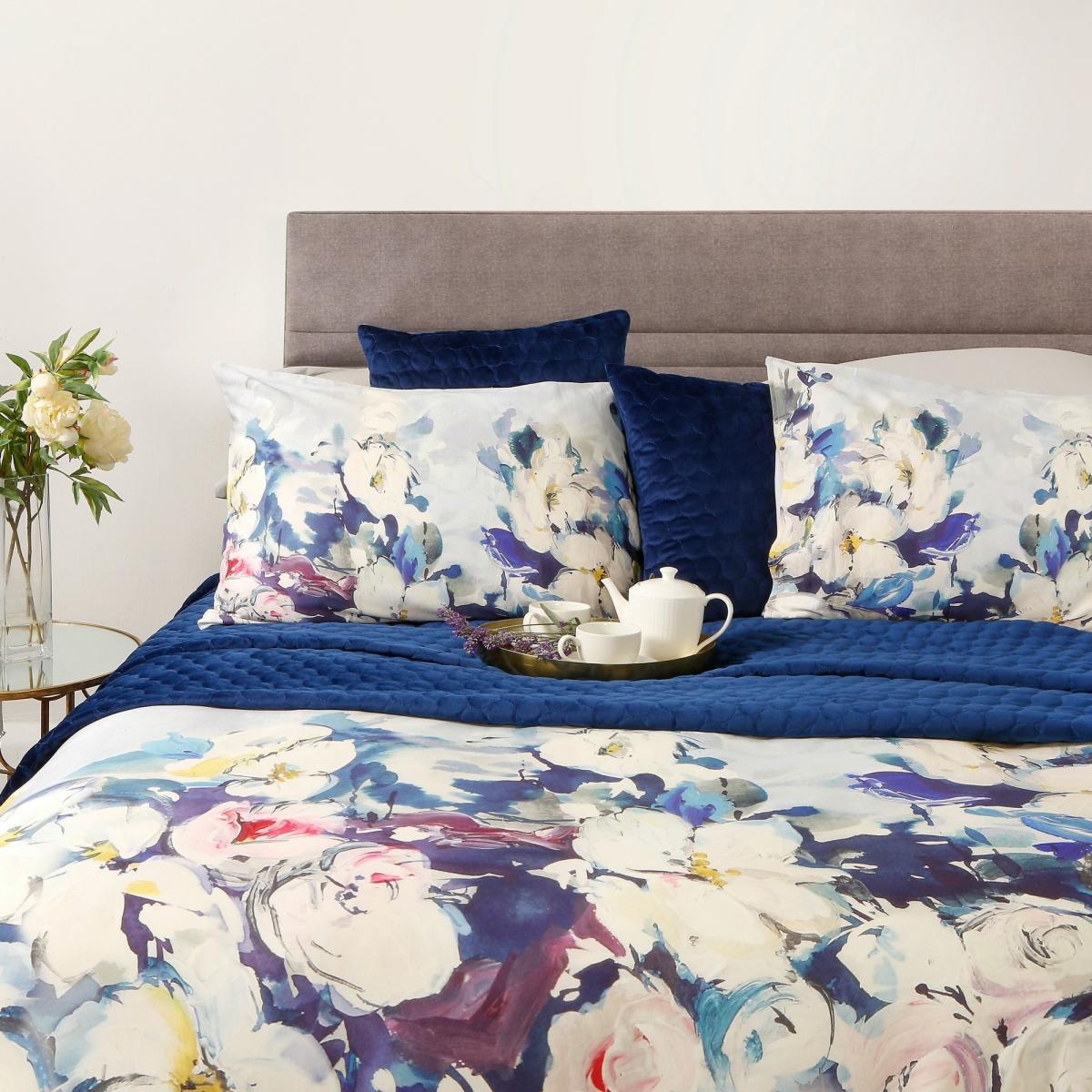 Bliss Floral Bedding and Pillowcase in Blue – image 2