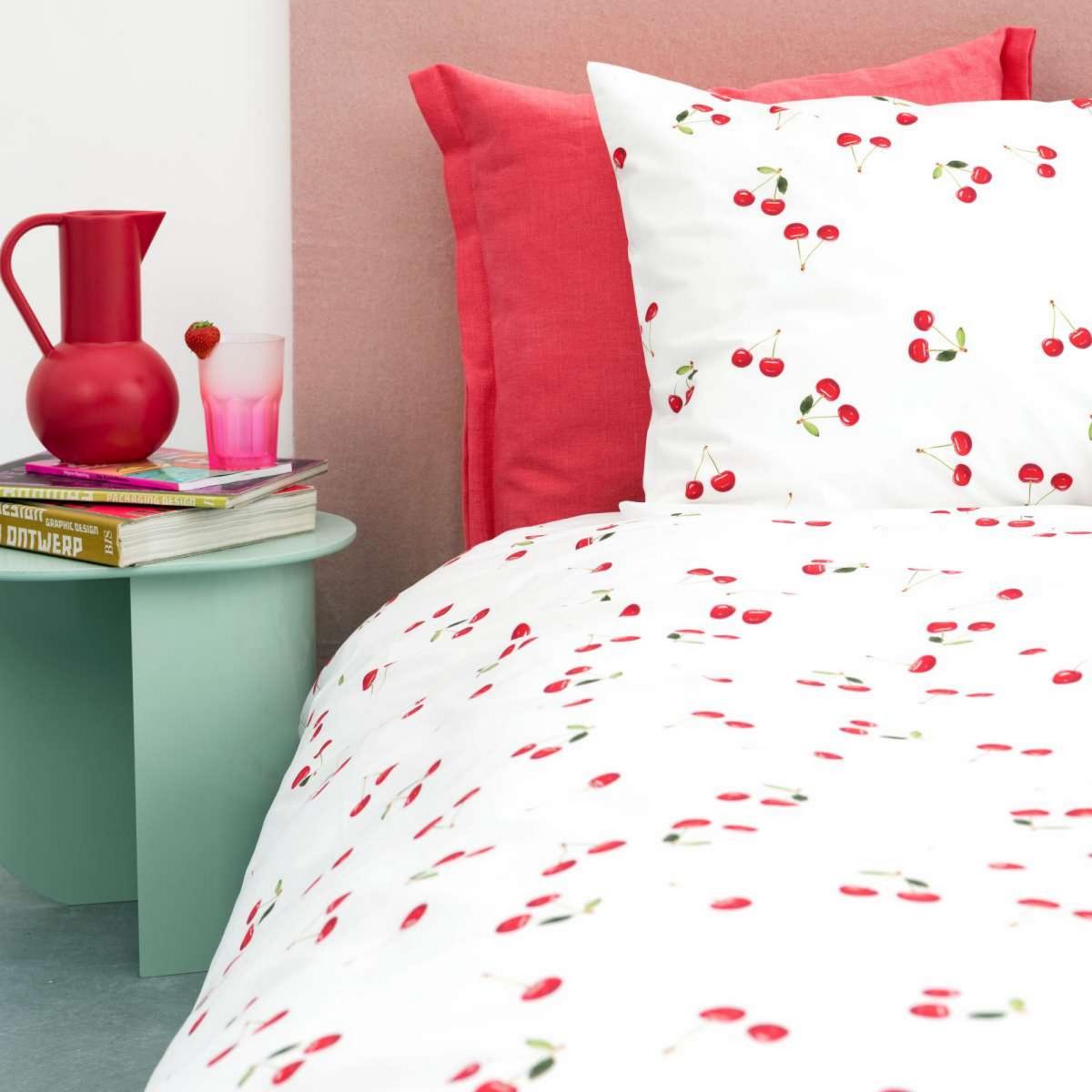 Sweet Cherries Garden Cotton Bedding in White – image 2