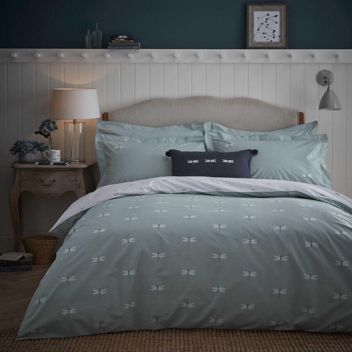 Dragonfly Bedding and Pillowcase By Sophie Allport in Duckegg Blue – image 1