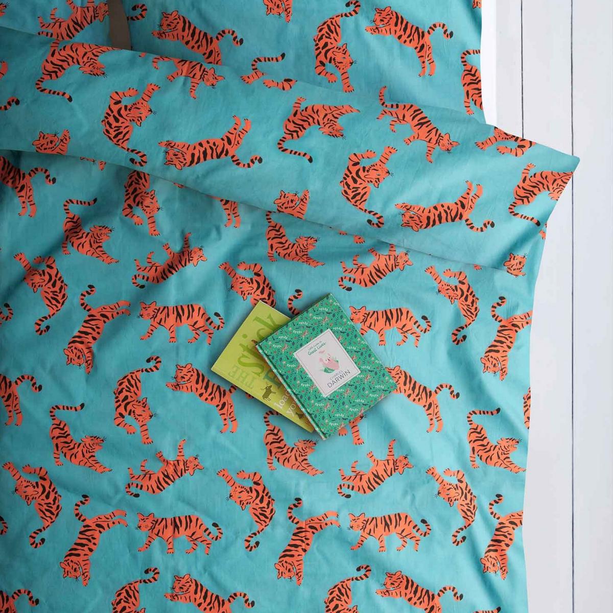 Tigers Organic Cotton Bedding Set by Anorak in Blue Orange – image 2