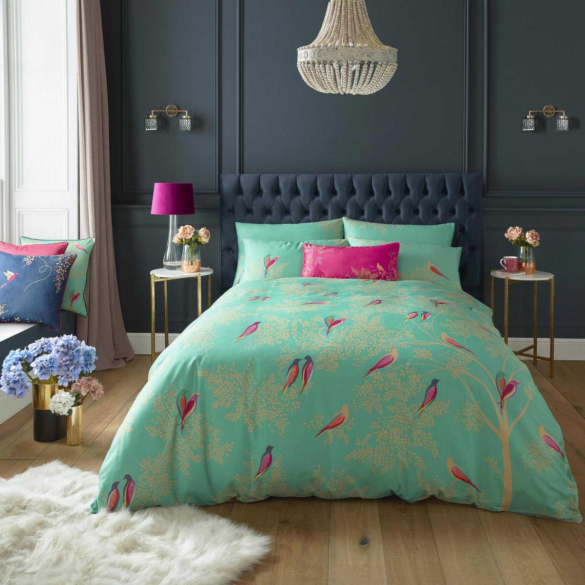 Green Birds Bedding and Pillowcase By Sara Miller – image 1
